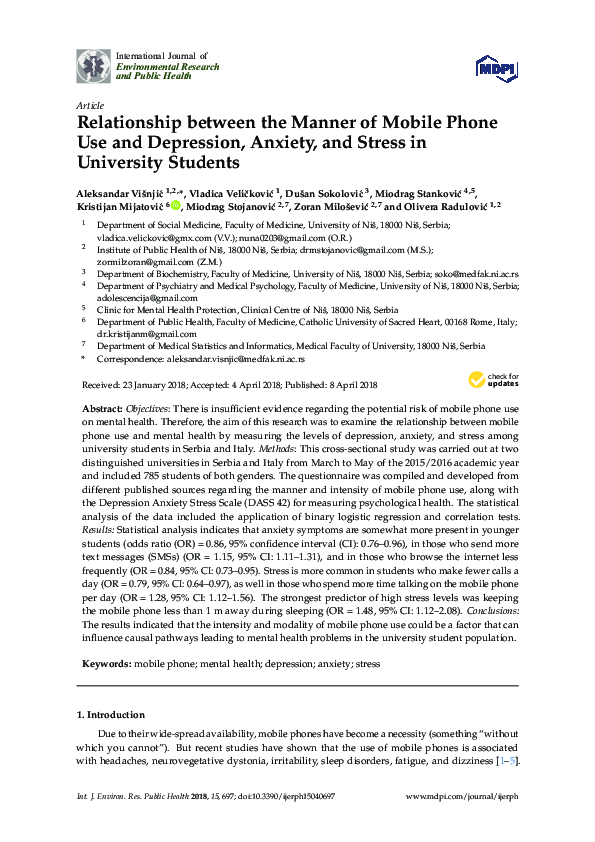 (PDF) Relationship between the Manner of Mobile Phone Use and ...