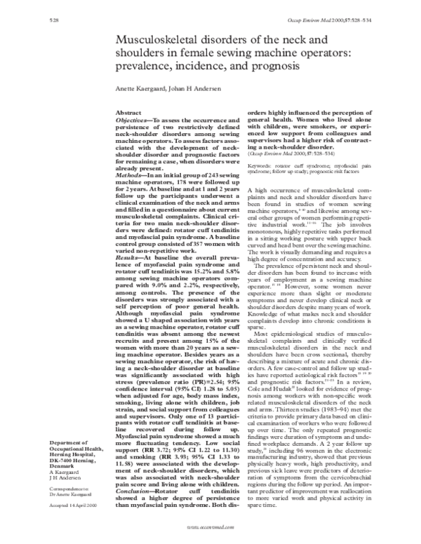 (PDF) Musculoskeletal disorders of the neck and shoulders in female