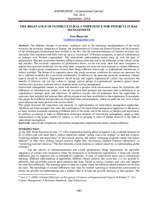 (PDF) The Relevance of Intercultural Competence for Intercultural ...