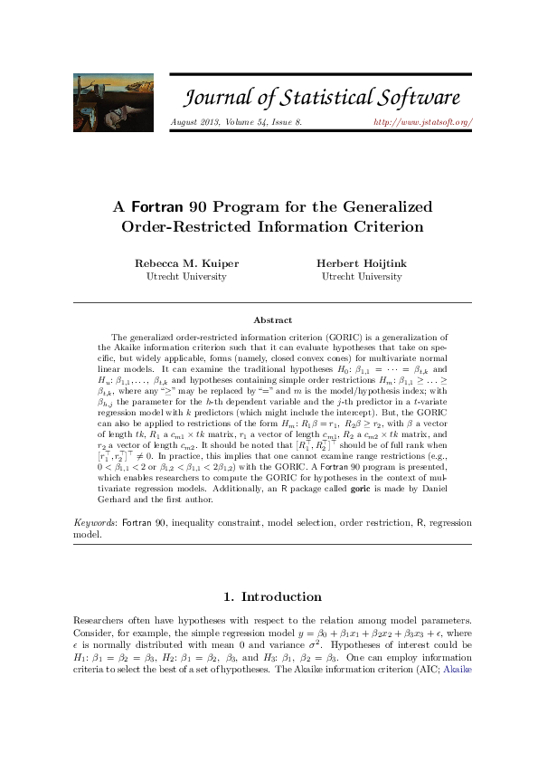 (PDF) A Fortran 90 Program for the Generalized Order-Restricted ...