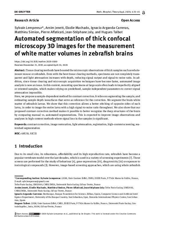 (PDF) Automated segmentation of thick confocal microscopy 3D images for ...