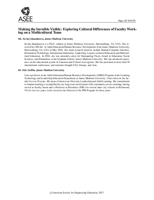 (PDF) Making the Invisible Visible: Exploring Cultural Differences of ...