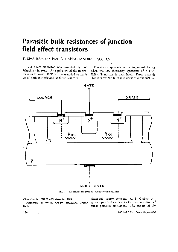 (PDF) Parasitic bulk resistances of junction field effect transistors