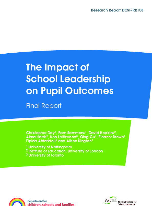 (PDF) The Impact of School Leadership on Pupil Outcomes. Final Report