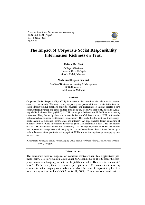 (PDF) The Impact of Corporate Social Responsibility Information ...