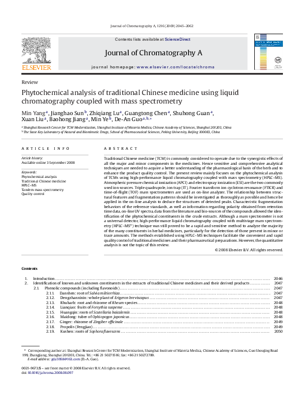 (PDF) Phytochemical analysis of traditional Chinese medicine using ...