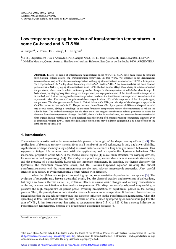 (PDF) Low temperature aging behaviour of transformation temperatures in ...