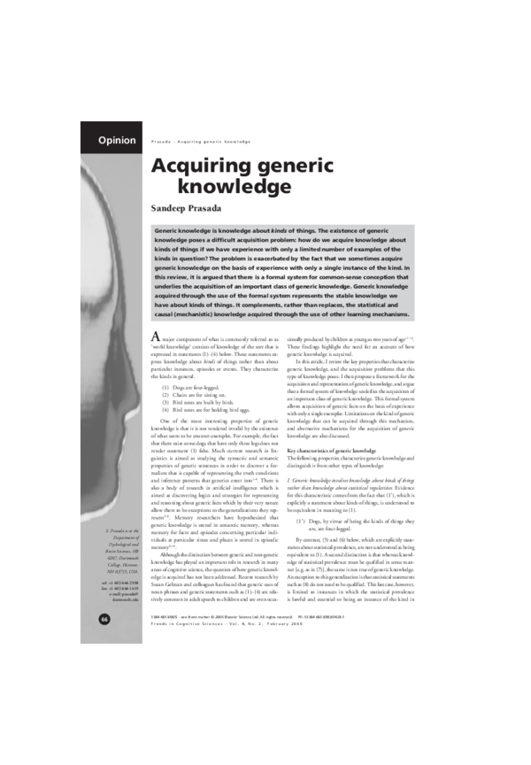 (PDF) Acquiring generic knowledge