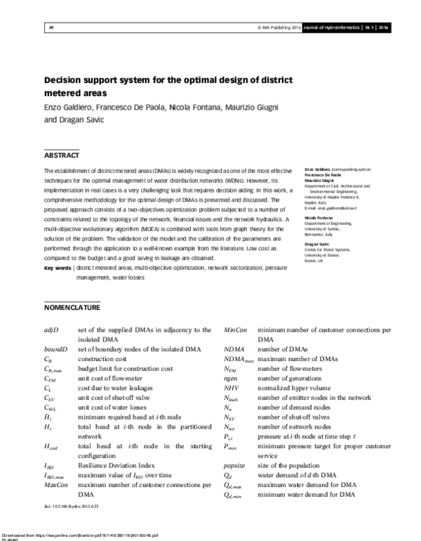 (PDF) Decision support system for the optimal design of district ...