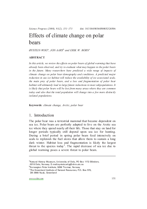 (PDF) Effects of climate change on polar bears