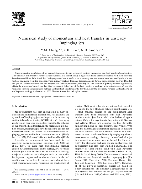 (PDF) Numerical study of momentum and heat transfer in unsteady ...