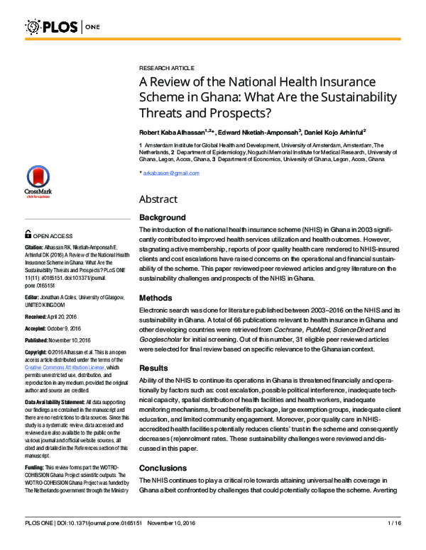 (PDF) A Review of the National Health Insurance Scheme in Ghana: What ...