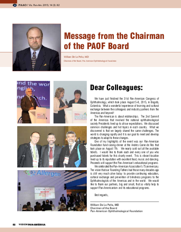 (PDF) Message from the Chairman of the Board