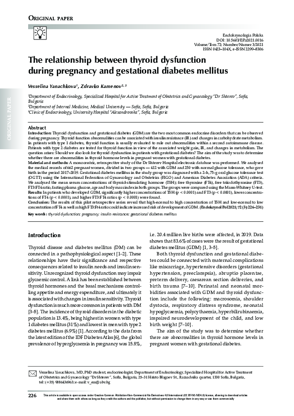 (PDF) The relationship between thyroid dysfunction during pregnancy and ...