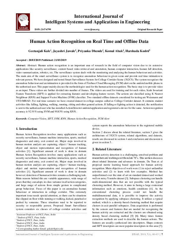 (PDF) Human Action Recognition on Real Time and Offline Data