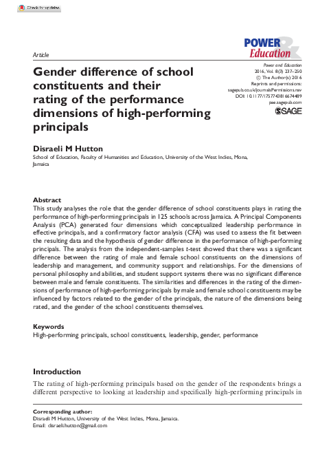 (PDF) Gender difference of school constituents and their rating of the ...