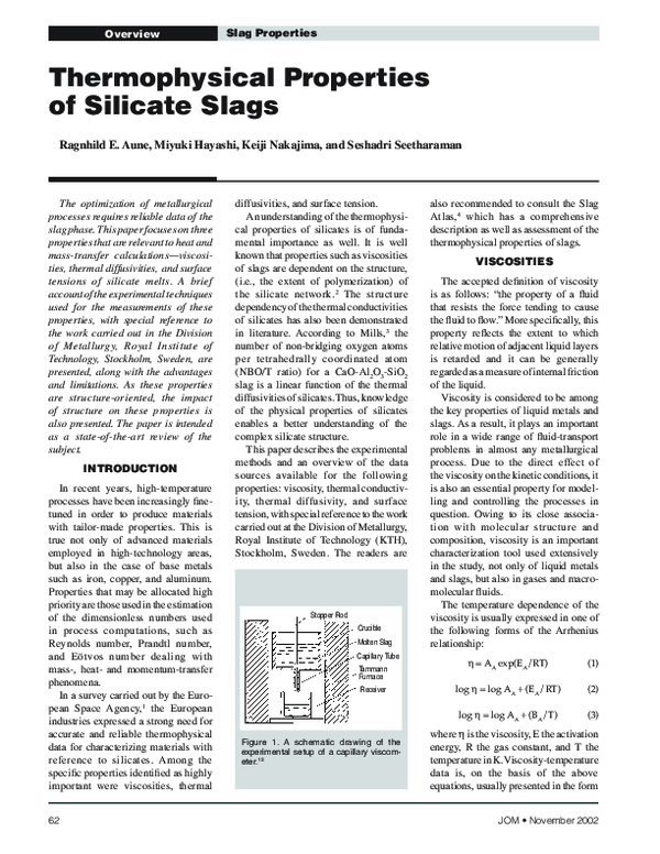 (PDF) Thermophysical properties of silicate slags