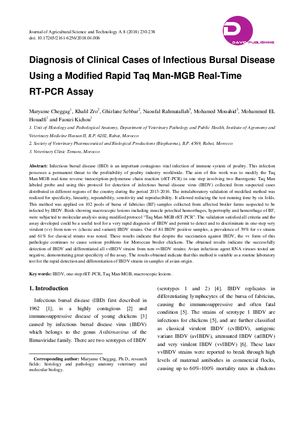 (PDF) Development and validation of a TaqManMGB realtime RTPCR assay
