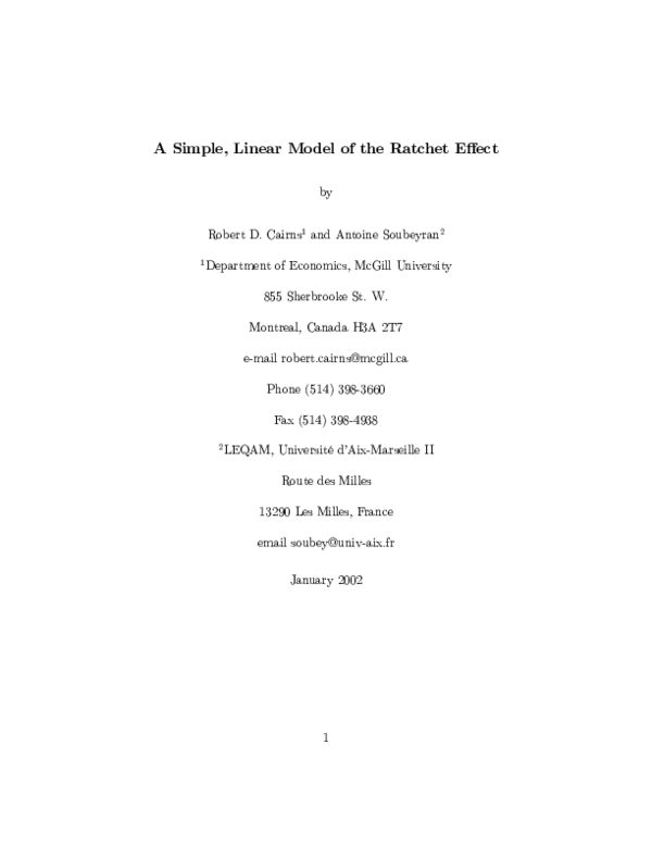 (PDF) A Simple, Linear Model of the Ratchet Effect Robert Cairns Academia.edu