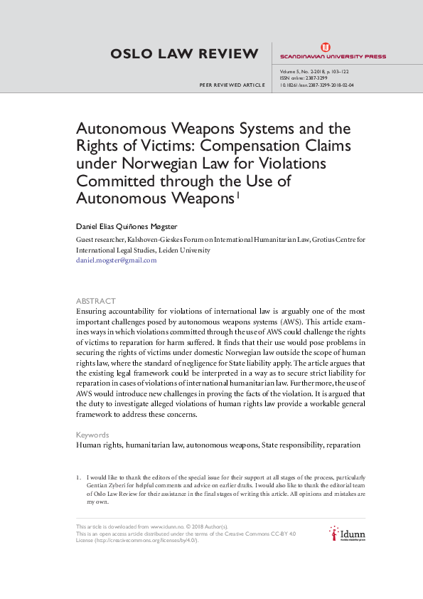 (PDF) Autonomous Weapons Systems and the Rights of Victims ...
