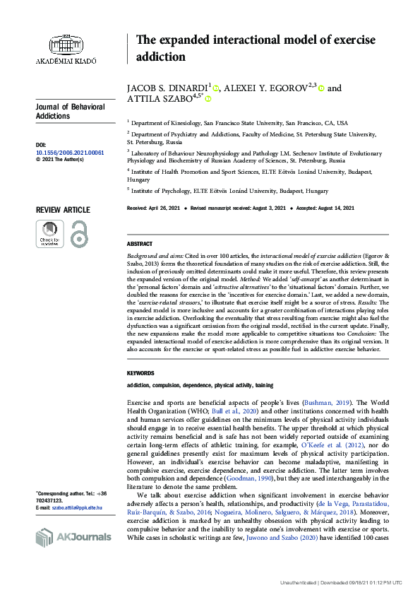 (PDF) The expanded interactional model of exercise addiction