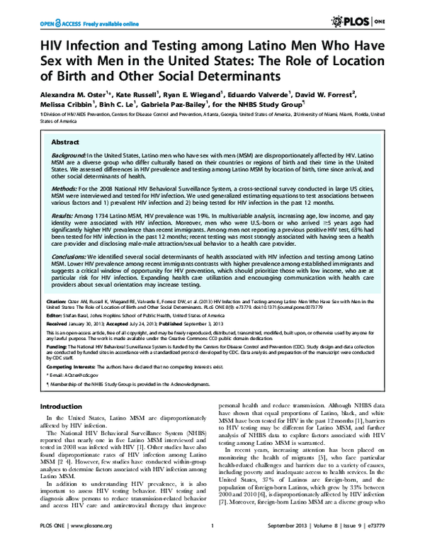 (PDF) HIV Infection and Testing among Latino Men Who Have Sex with Men ...