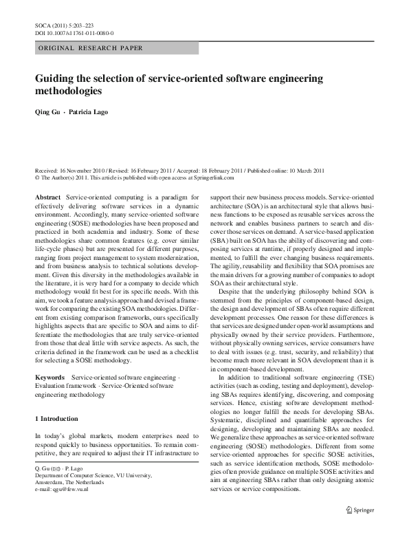 (PDF) Guiding the selection of service-oriented software engineering ...