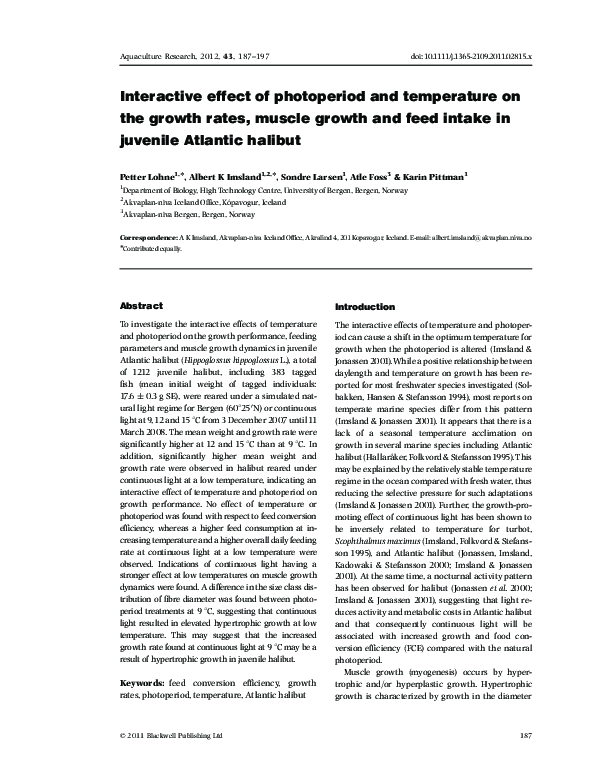 (PDF) Interactive effect of photoperiod and temperature on the growth