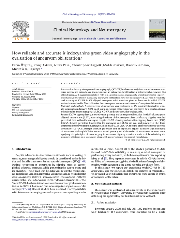 (PDF) How reliable and accurate is indocyanine green video angiography ...
