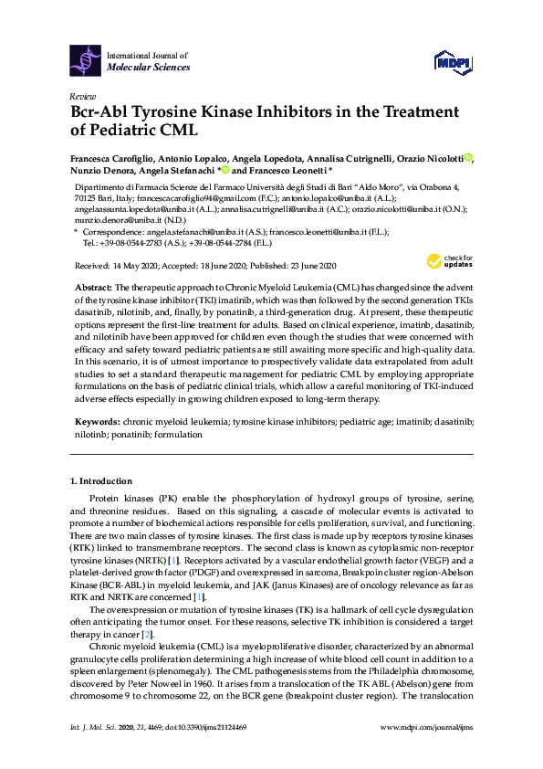(PDF) BCR-ABL tyrosine kinase inhibitors in the treatment of ...