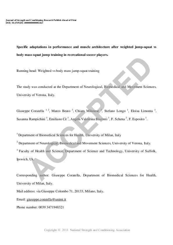 (PDF) Specific Adaptations in Performance and Muscle Architecture After ...