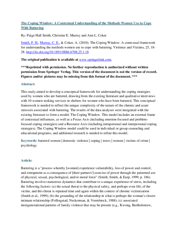 (PDF) The Coping Window: A Contextual Understanding of the Methods ...