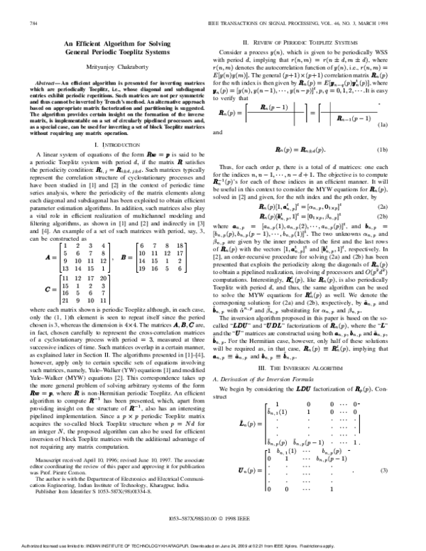 (PDF) An efficient algorithm for solving general periodic Toeplitz systems