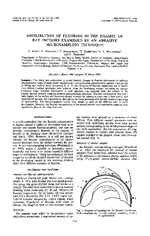 (PDF) Distribution of fluoride in the enamel of rat incisors examined ...