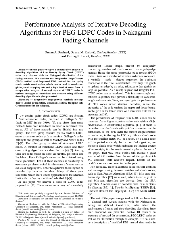 (PDF) Performance Analysis of Iterative Decoding Algorithms with Memory ...