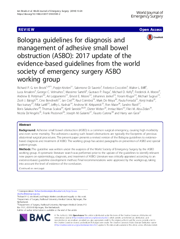 (PDF) Bologna guidelines for diagnosis and management of adhesive small ...
