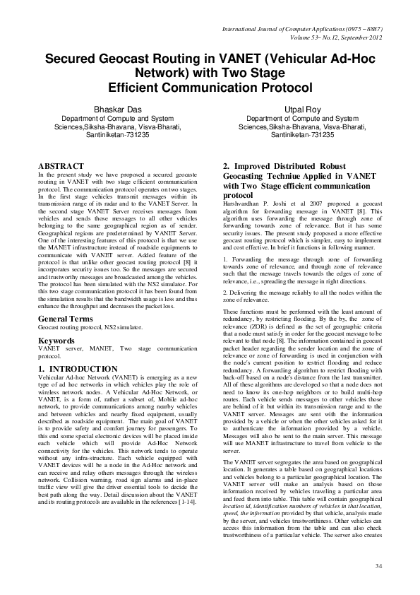 (PDF) Secured Geocast Routing in VANET (Vehicular Ad-Hoc Network) with ...
