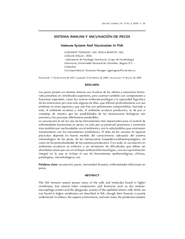 (PDF) Immune System And Vaccination In Fish