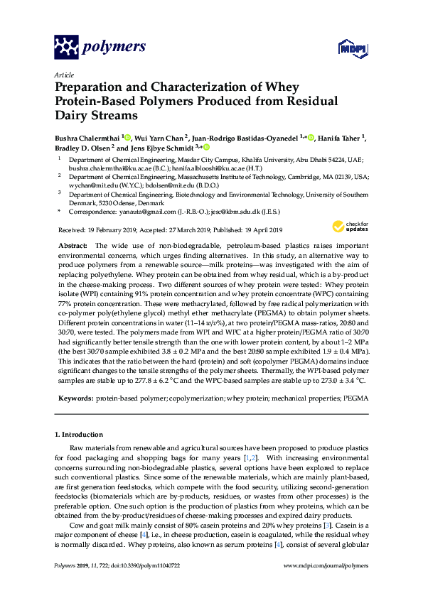 (PDF) Preparation and characterization of whey protein hydrolysates ...