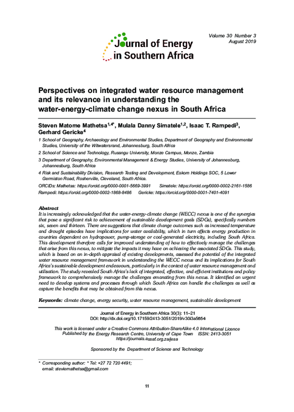 (PDF) Perspectives on integrated water resource management and its ...