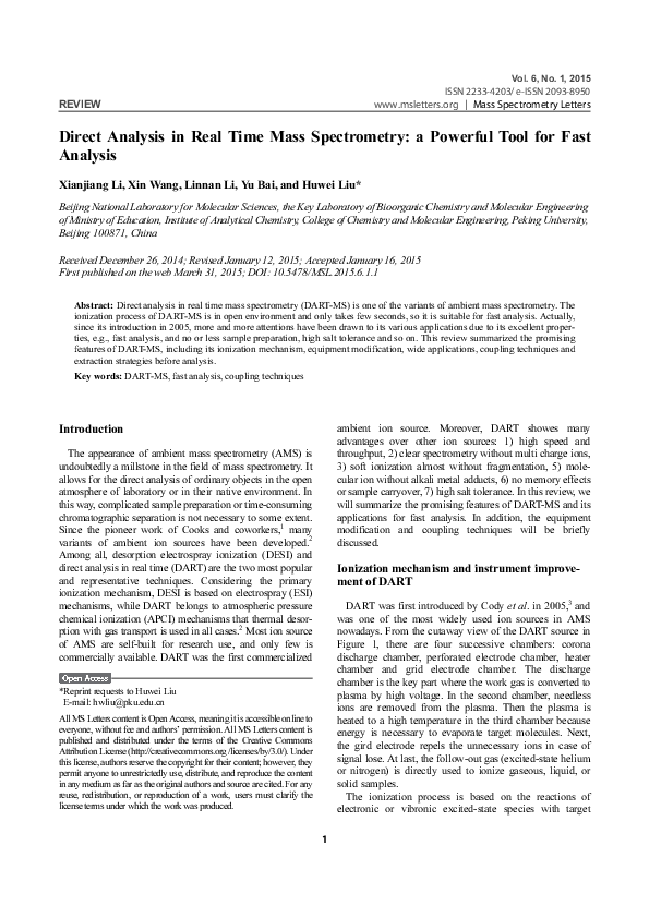 (PDF) Direct analysis in real time mass spectrometry and multivariate ...
