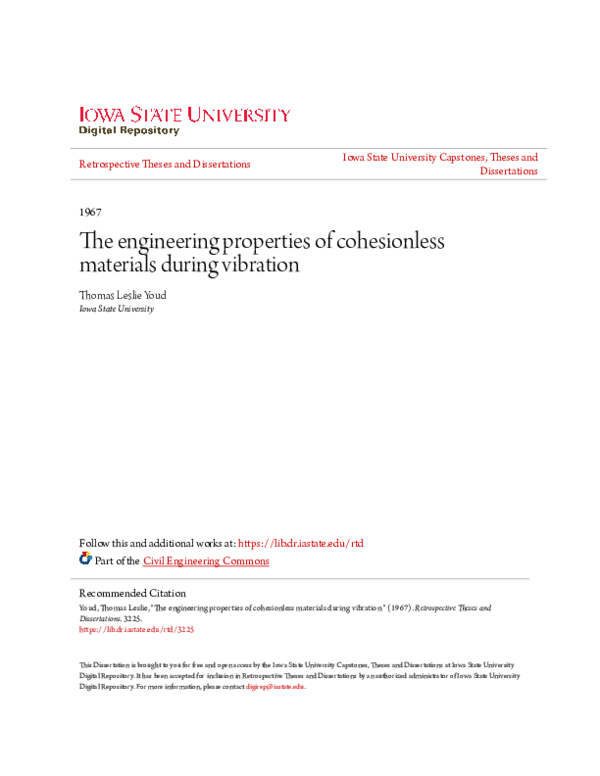 (PDF) The engineering properties of cohesionless materials during vibration