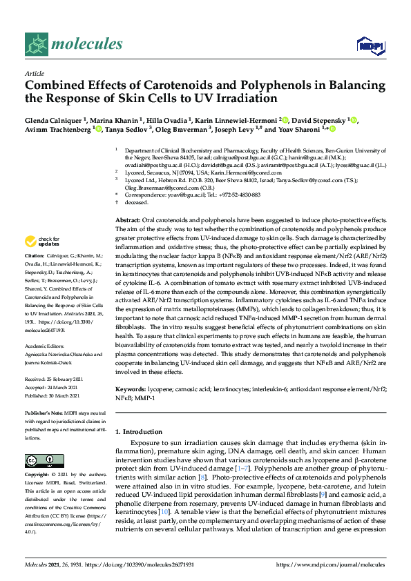 (PDF) Combined Effects of Carotenoids and Polyphenols in Balancing the ...
