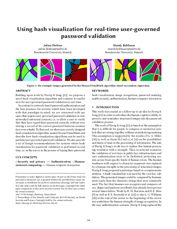 (PDF) Using hash visualization for real-time user-governed password ...