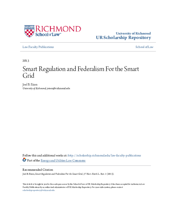 (PDF) Smart Regulation and Federalism for the Smart Grid