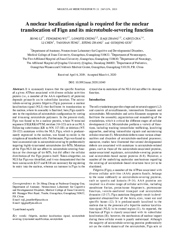 (PDF) The nuclear localization signal is required for nuclear GPER ...