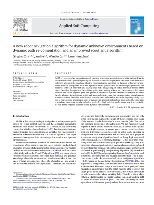 (PDF) A new robot navigation algorithm for dynamic unknown environments ...