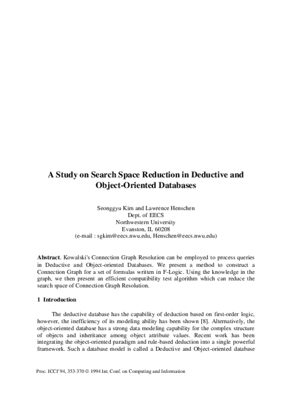 (PDF) A Study on Search Space Reduction in Deductive and Object ...