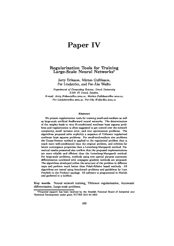 (PDF) Regularization Tools for Training Large-Scale Neural Networks