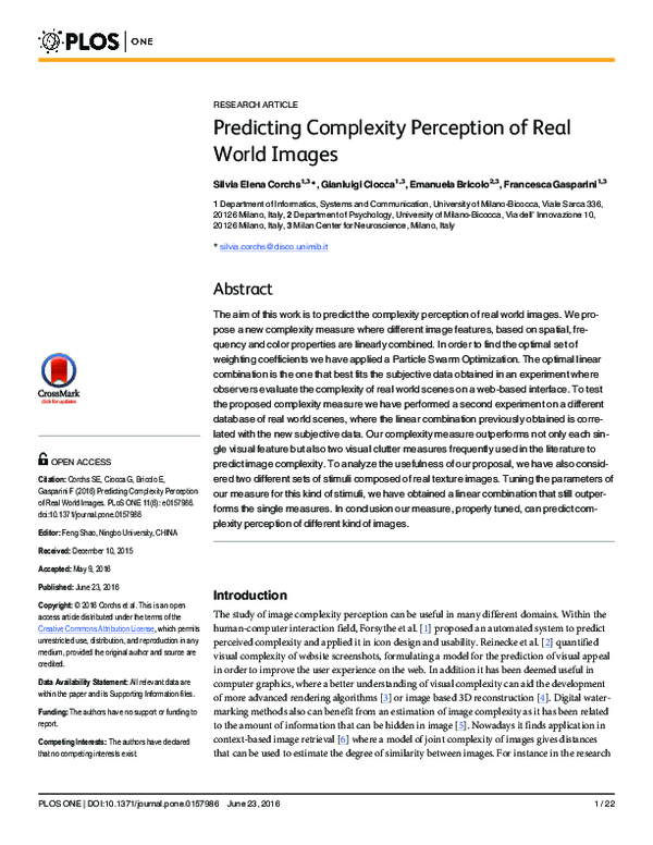(PDF) Predicting Complexity Perception of Real World Images